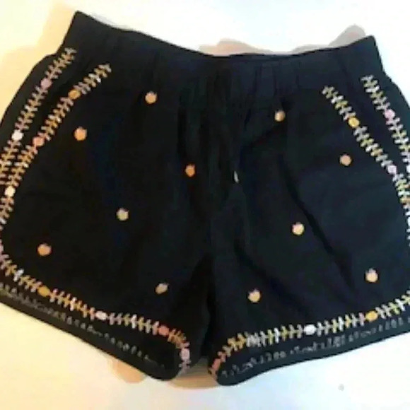 Madewell Springtime Embroidered Black Pull On Shorts w/ Pockets Womens Sz XS - Picture 4 of 11